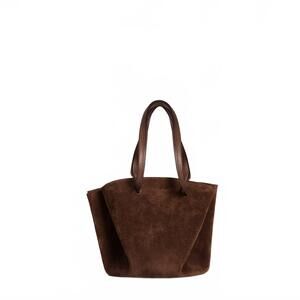 NEW LA DOUBLEJ dalia accordion handheld bag in chocolate